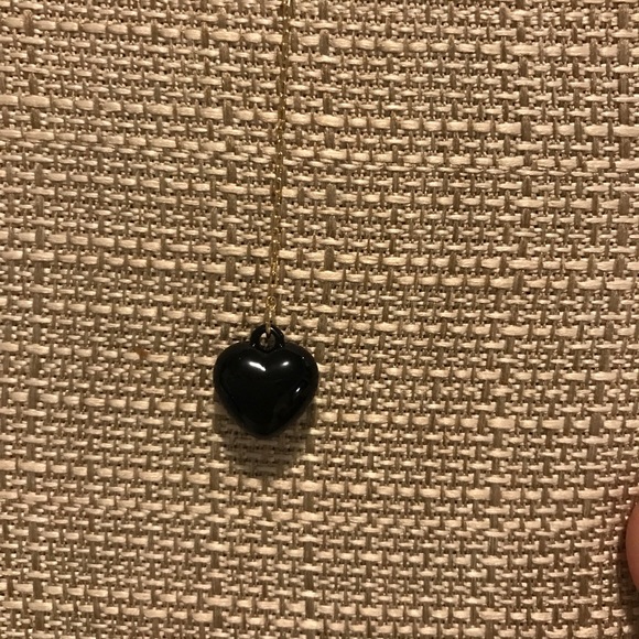 Black Puffy Heart Dangle earrings - Picture 4 of 4